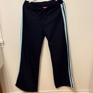Kids Navy Blue Track Pants with Light Blue Stripes